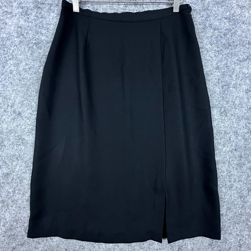 Vintage Samantha Taylor Office Skirt Womens 12 Black Front Slit Capsule Neutral